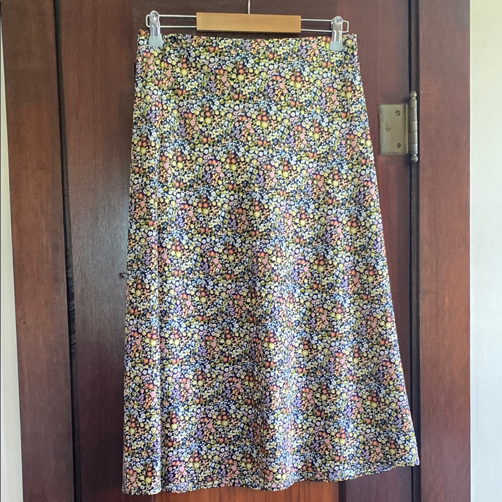 LOFT A-Line Floral Midi Skirt